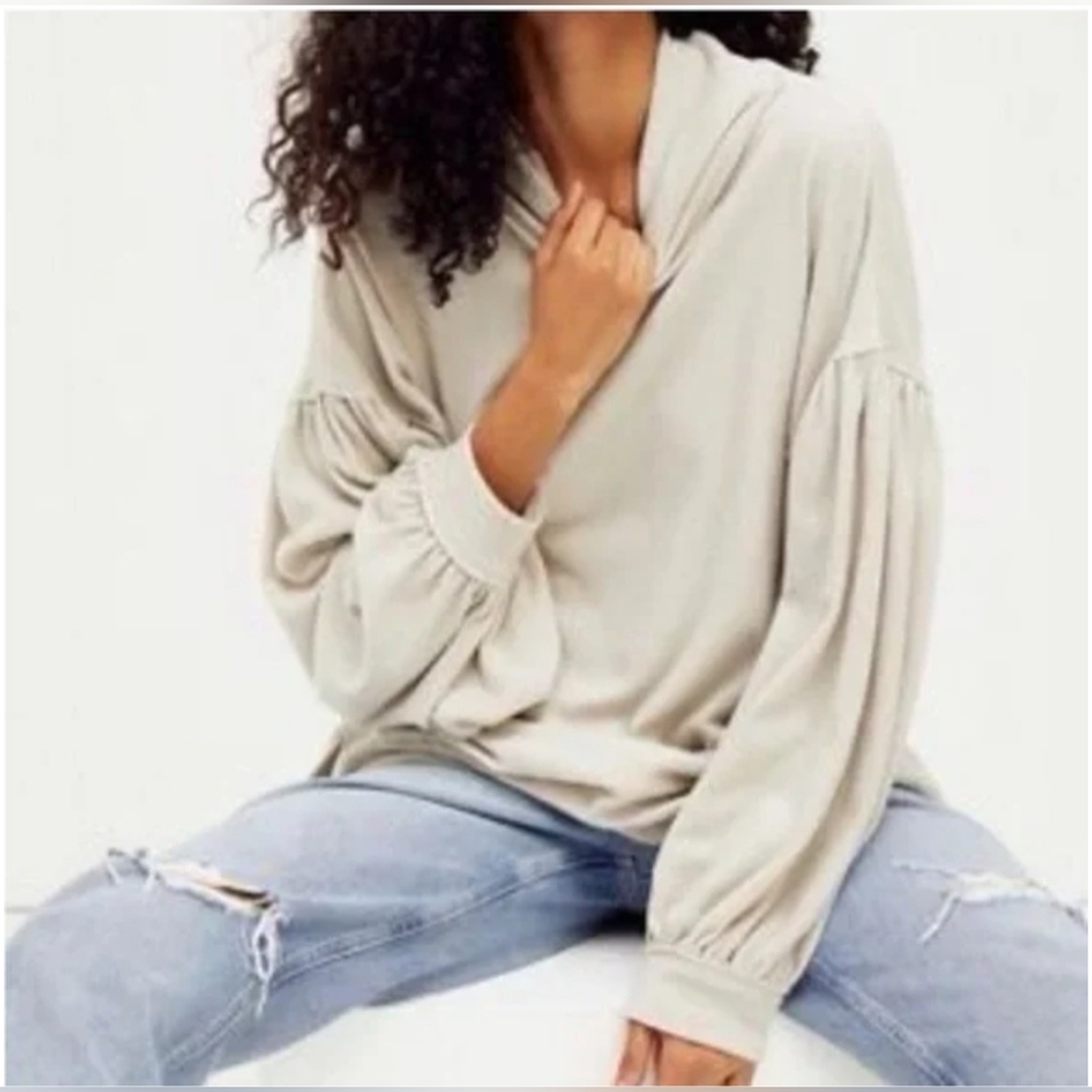 We The Free Cream Balloon-Sleeve Sweater
